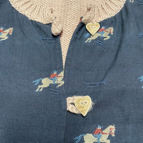 Vintage Hand Knit Cardigan Sweater Womens Large Horse Equestrian 80s Cottage - Picture 3 of 10